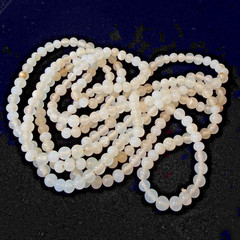 58 Inch Long Vintage White & Smoky Quartz Stone Bead Necklace