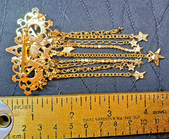 1990s Kirk’s Folly Celestial Star Dangle Brooch Gold Tone Crystal Signed