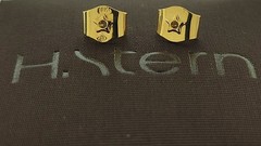 H.STERN Natural Fancy Vivid Orange-Yellow Heart Diamond Earrings 18K YG GIA Box