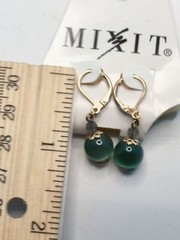 Vintage Green Tigers Eye Dangle Earrings Gold Tone Mix It Jcpenny 1990s