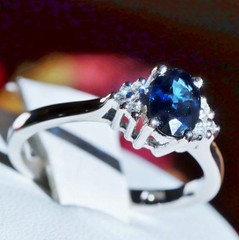 14k white gold sz 7.75 ring 1.00ct natural, treated sapphire diamond 3.30g N3397