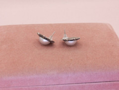 Vintage Sterling Silver Marcasite Faux Pearl Round Post Earrings – Ideal Gift