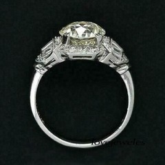 Art Deco Vintage 3.51CT Round Lab-Created Diamond Antique Ring 14K White Gold FN