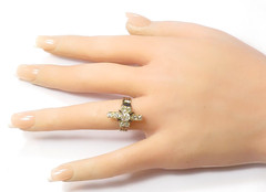 Victorian Old Mine Diamond 1880’s Enamel Engagement Ring 18KY Size 6.25 UK-M