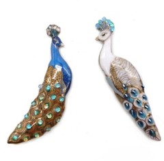 White Peacock – Japanese cloisonné enamel Pin Brooch Made-to-order NEW
