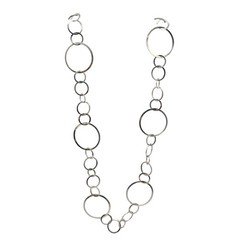 Silver Tone Open Circle Link Necklace With Lobster Clasp 36 In