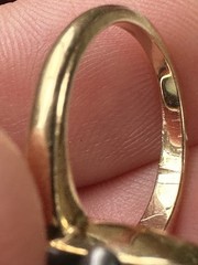 Antique Victorian era 14k Gold Silver Top Pearl Miniature Portrait Ring