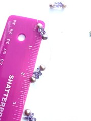 Vintage Sterling Silver Pink Creamy Pearl & Faceted Lilac Crystal Necklace 16”