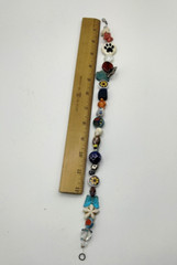 Vintage Multi Color Glass Metal Acrylic Ceramic Stars Flower Beaded Necklace 15″