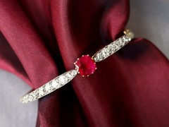 Antique 2.90Ct Ruby and 4.12Ct Diamond, 18k Rose Gold Bangle Circa 1890