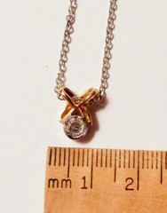 3mm Diamond X & O 14K Yellow White Gold Pendant 18.25″ 14K White Gold Necklace