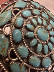 Sterling Silver Turquoise Cluster Pin Pendant by Navajo LMB Larry Moses Begay