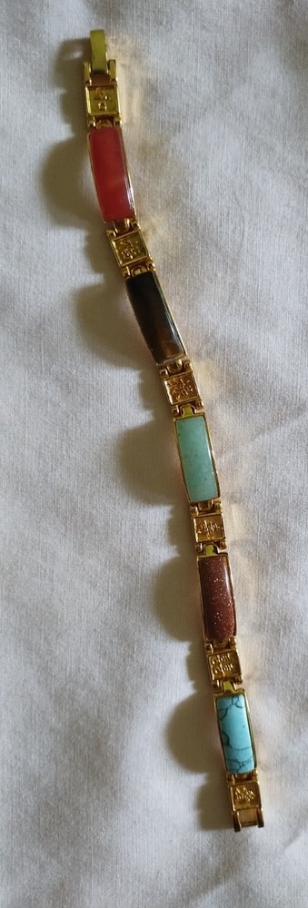 Unique, rare vintage stones bracelet for women with Chinese good luck messages