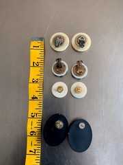 Original 1980s New Wave design earrings Black and Off white 4 Pairs