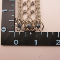 Vintage Mesh Bracelet Twisted Links Blue Bead Accents Safety Chain Silver Tone