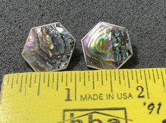 Alpaca Silver Hexagon Abalone Clip-on Earrings, Vintage! Unique! Unsigned!