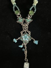 Vintage H. Dublin Signed Necklace Dangle Crystal Multicolor Bead Statement 18”