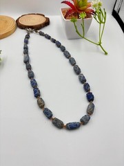 Vintage Natural Lapis Lazuli & Agate Bead Necklace – Authentic Earth Minerals