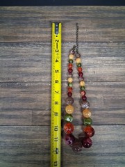 Vintage Beaded Necklace Yellow Brown Orange Magenta Marble Swirl Style