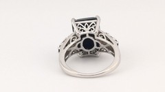 Vintage Sterling Silver Ring Black Tourmaline Gold Matrix Filigree STS Size 6.75