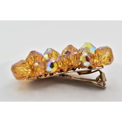 Laguna Vintage Clip On Crystal Earrings Citrine Climber Glam Signed 1950s A24