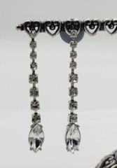Monet Chandelier Crystal Silver Tone Pierced Earring Dangle Vintage 2.25 in