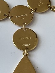 Ben Amun 22K Gold Plated Bib Necklace/ Teardrop Pendants/ Very Good Condition