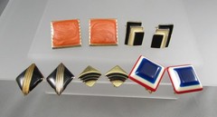 Vtg Mod Retro Varying Colors & Multi Styles LOT of 5 Clip on Earrings 195J
