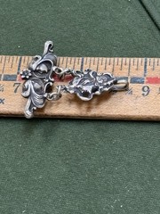 ART NOUVEAU 2-PC STERLING TOP WATCH PIN LOCKET HOLDER UNGER-STYLE PEACOCK LADY