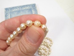 Vintage AKOYA Cultured PEARL Hand-knotted NECKLACE 6mm Sterling Silver 17.75″