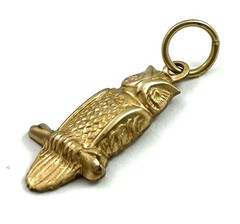Vintage Owl Charm Necklace Pendant Brass Metal Stamping Charm Vintage Jewelry