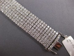 WIDE & LONG 25.25CT DIAMOND 14KT WHITE GOLD CLASSIC MULTI ROW TENNIS BRACELET