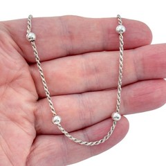 Vintage Sterling Silver 925 Bead Station Necklace 16″