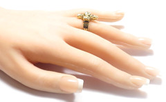 Victorian Old Mine Diamond 1880’s Enamel Engagement Ring 18KY Size 6.25 UK-M