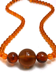 Vintage Chunky Bead Necklace Orange Amber Lucite Faux Tortoiseshell 29 in Long