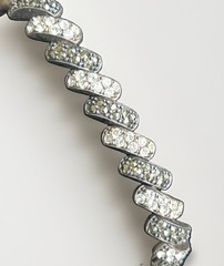 Vintage Sterling Silver Marcasite CZ Link 7” Bracelet Signed A 925 Thailand