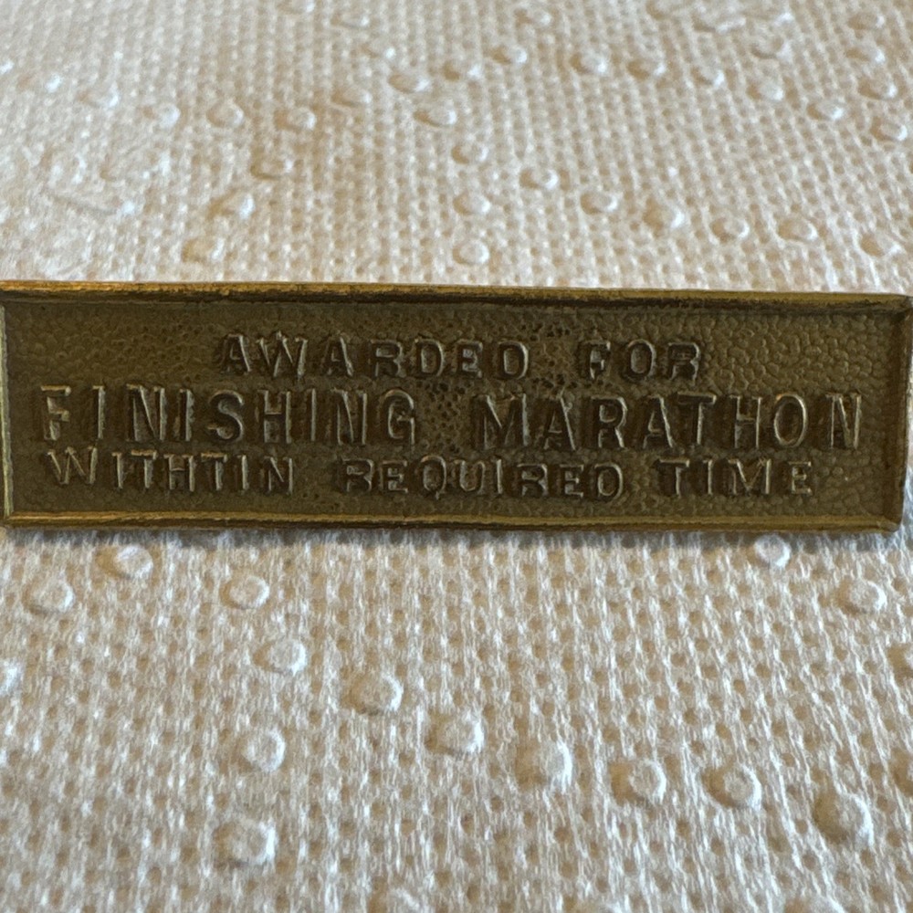 VTG Style Awarded For Finishing Marathon Within Required Time Bar Lapel Brooch