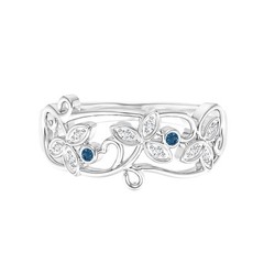 Nature Inspired London Blue Topaz Leaf and Vine Ring 925 Sterling Silver
