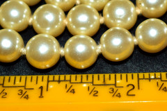 Vintage UNBRANDED Cream Faux Pearl 3 Strand Necklace Clear Glass Stones 20” B1