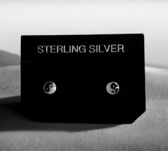 Sterling Silver Tiny Yin Yang Stud Earrings 5mm
