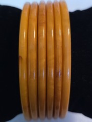 6 Vintage Bakelite Bangle Bracelets. Marbled Butterscotch Swirl Color. Tested