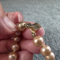 Vintage Marvella Double Strand Hand Knotted Faux Pearl Bow Necklace 15″ Signed