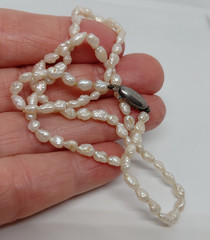 Vintage Freshwater Baroque Pearl Necklace 39cm Sterling Silver 925 Clasp Choker