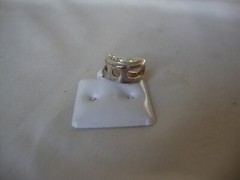 VINTAGE 1980s CHUNKY WHITE TOPAZ CRESCENT MOON STERLING SILVER 925 SLIDE PENDANT