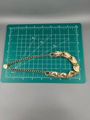 Vintage Collar Necklace Gold Tone Leaf Link Textured Layered Chunky Retro 16″