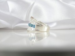 Vintage Sterling Silver 925 Channel Set Natural Heated Blue Topaz Ring Size 6