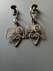 Vintage Scandinavian Dangle Earrings Screw Back Closure 830 Silver