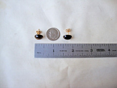 VINTAGE 1970s HANDMADE TIGER’S EYE CABOCHON YELLOW GOLD PLATED STUD EARRINGS
