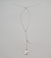VTG 925 Moon Star Y Drop Necklace Adjustable 28in Sterling Silver 3.2g Celestial