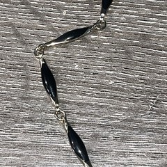 Vintage 30in Black Twist Bead Station Necklace Gold Tone Opera Length MCM No Pit